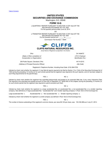 Thumbnail Cleveland-Cliffs 10-Q Quarterly Report FY2014 