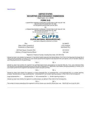 Thumbnail Cleveland-Cliffs 10-Q Quarterly Report FY2016 