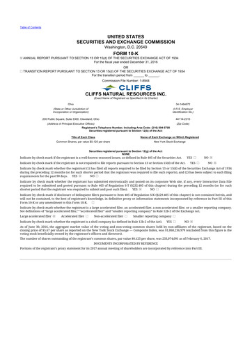 Thumbnail Cleveland-Cliffs 10-K Annual Report 2016