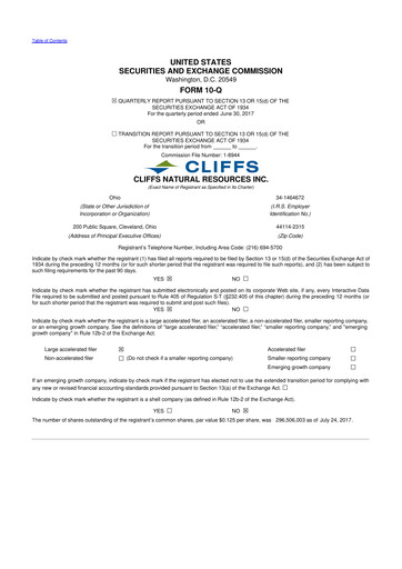 Thumbnail Cleveland-Cliffs 10-Q Quarterly Report FY2017 