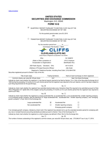 Thumbnail Cleveland-Cliffs 10-Q Quarterly Report FY2019 