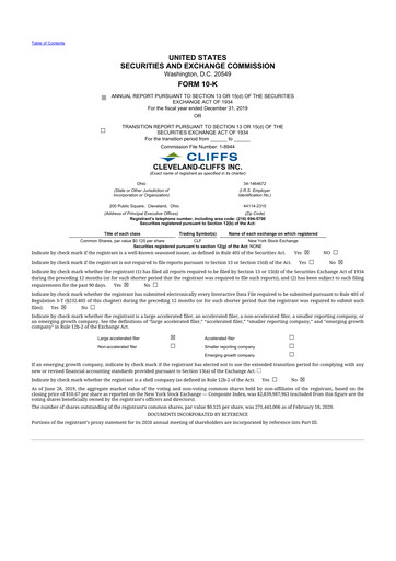 Thumbnail Cleveland-Cliffs 10-K Annual Report 2019