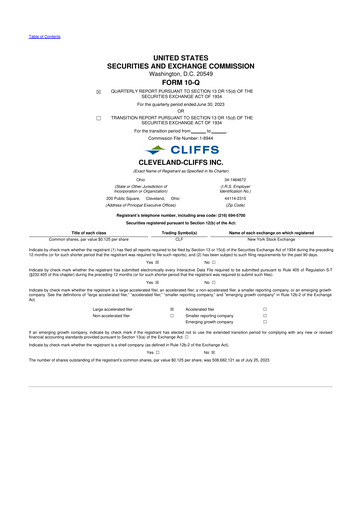 Thumbnail Cleveland-Cliffs 10-Q Quarterly Report FY2023 