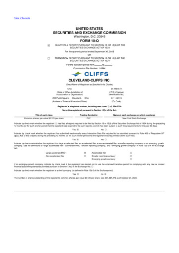 Thumbnail Cleveland-Cliffs 10-Q Quarterly Report FY2023 