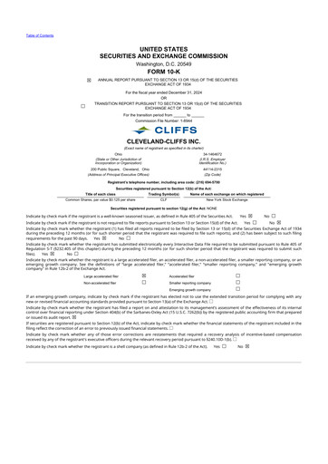 Thumbnail Cleveland-Cliffs 10-K Annual Report 2024