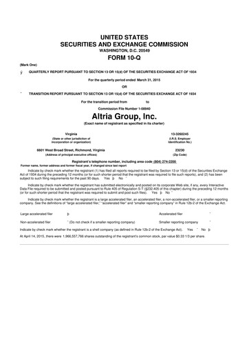Vorschaubild Altria Group 10-Q Quartalsbericht 2015 