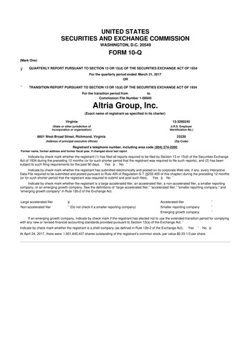 Vorschaubild Altria Group 10-Q Quartalsbericht 2017 