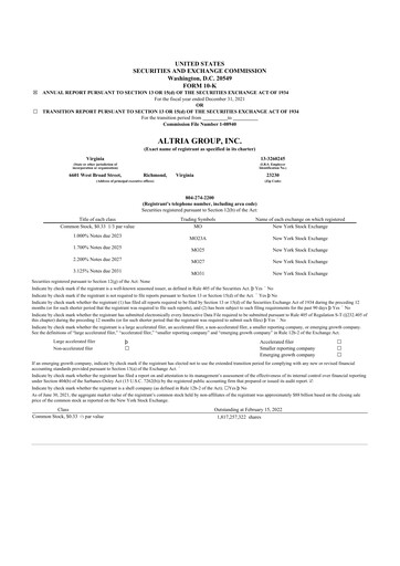 Thumbnail Altria Group 10-K Annual Report 2021