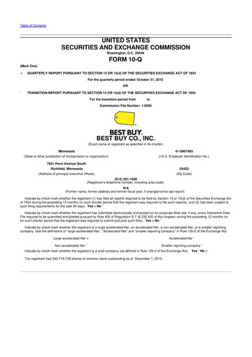 Thumbnail Best Buy 10-Q Quarterly Report FY2016 