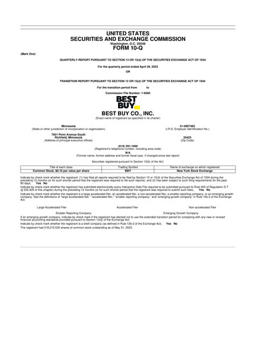 Thumbnail Best Buy 10-Q Quarterly Report FY2024 