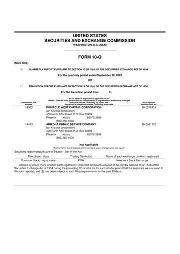 Thumbnail Pinnacle West Capital
 10-Q Quarterly Report FY 