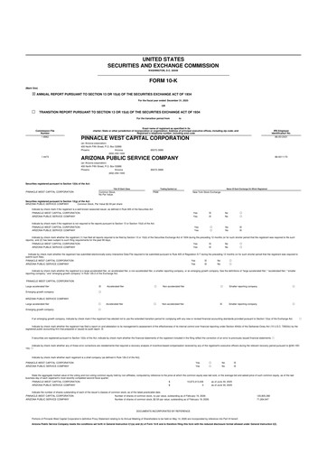 Thumbnail Pinnacle West Capital
 10-K Annual Report 
