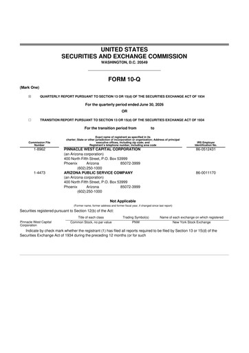 Miniature Pinnacle West Capital
 10-Q Rapport trimestriel  