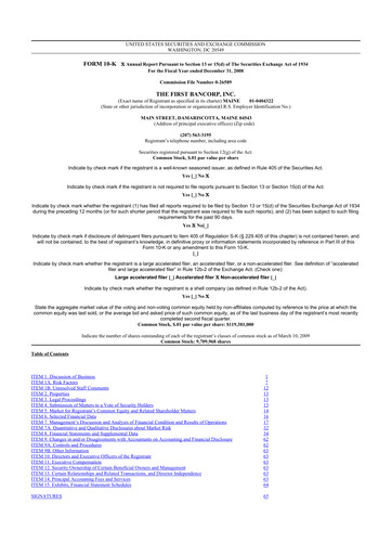 Miniature First Bancorp 10-K Rapport annuel 