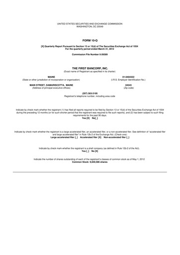 Thumbnail First Bancorp 10-Q Quarterly Report FY2012 