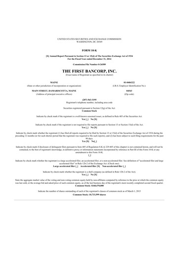 Miniature First Bancorp 10-K Rapport annuel 2014