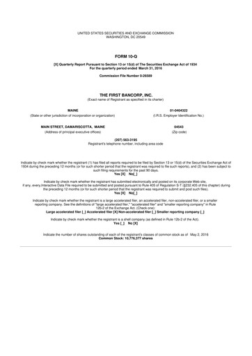 Thumbnail First Bancorp 10-Q Quarterly Report FY2016 