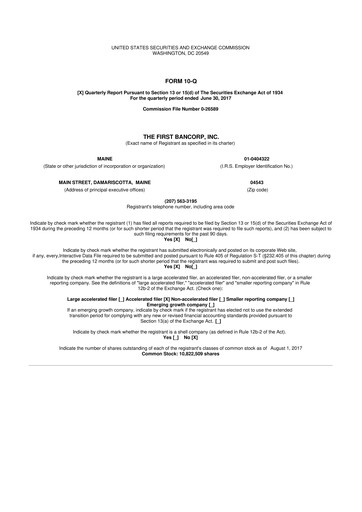 Thumbnail First Bancorp 10-Q Quarterly Report FY2017 