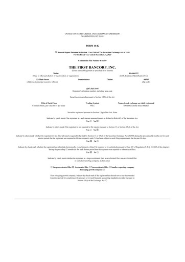 Miniature First Bancorp 10-K Rapport annuel 2023