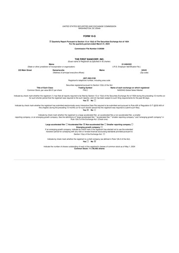 Thumbnail First Bancorp 10-Q Quarterly Report FY2024 