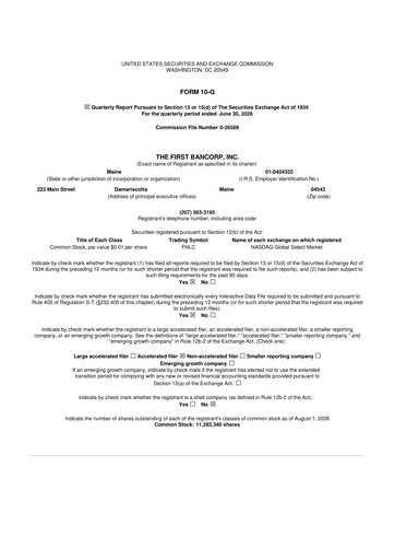 Vorschaubild First Bancorp 10-Q Quartalsbericht 2026 