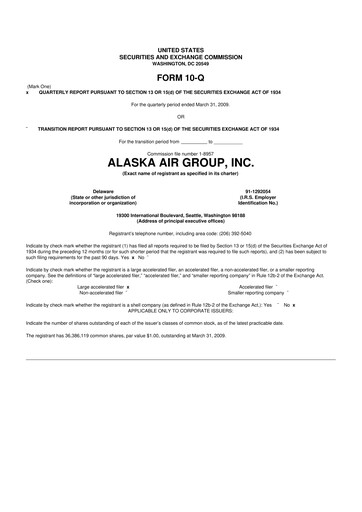 Thumbnail Alaska Airlines
 10-Q Quarterly Report FY 