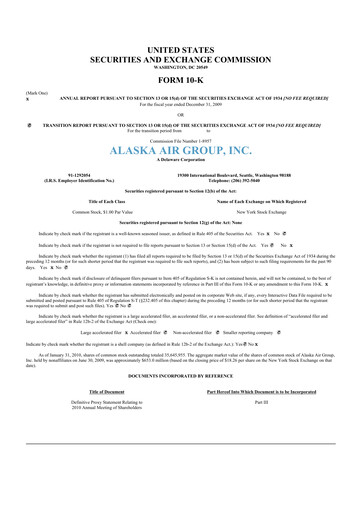 Thumbnail Alaska Airlines
 10-K Annual Report 