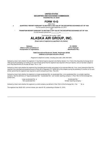 Thumbnail Alaska Airlines
 10-Q Quarterly Report FY2010 