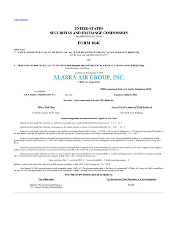 Thumbnail Alaska Airlines
 10-K Annual Report 2010