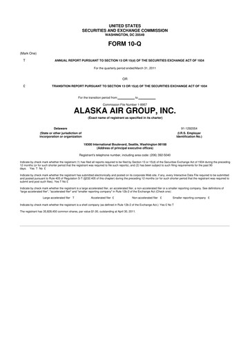 Thumbnail Alaska Airlines
 10-Q Quarterly Report FY2011 