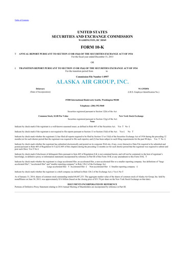 Thumbnail Alaska Airlines
 10-K Annual Report 2013