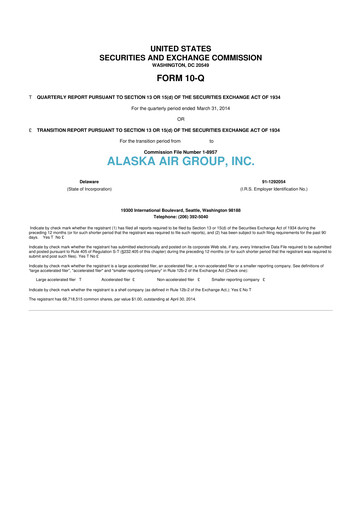 Thumbnail Alaska Airlines
 10-Q Quarterly Report FY2014 