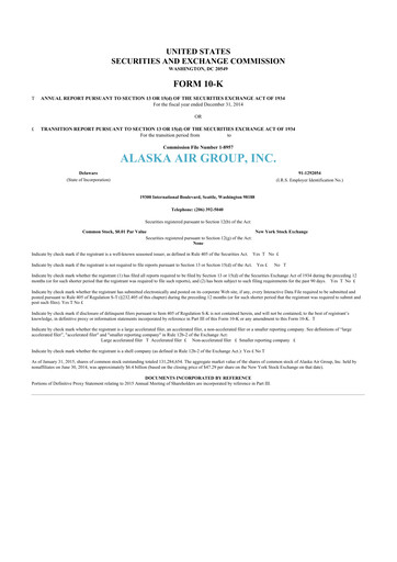 Thumbnail Alaska Airlines
 10-K Annual Report 2014
