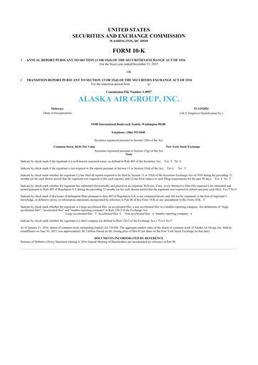 Thumbnail Alaska Airlines
 10-K Annual Report 2015