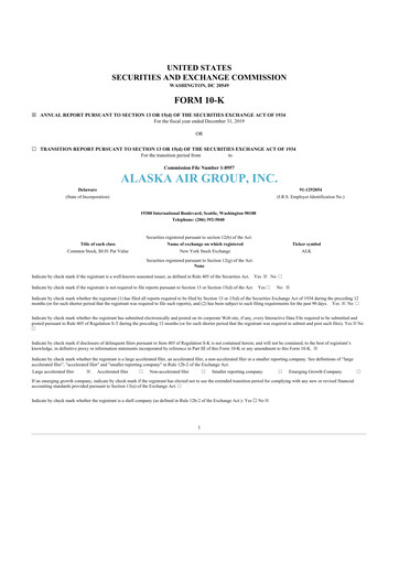 Thumbnail Alaska Airlines
 10-K Annual Report 2019