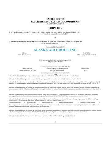 Thumbnail Alaska Airlines
 10-K Annual Report 2020