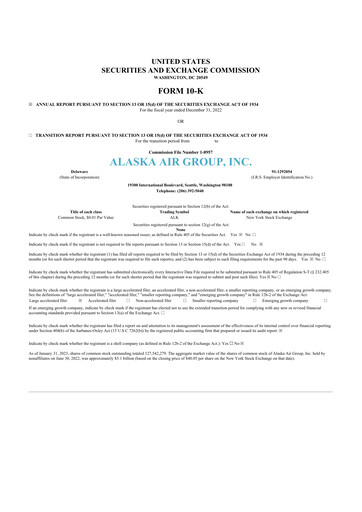 Thumbnail Alaska Airlines
 10-K Annual Report 2022