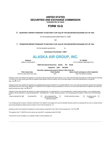 Vorschaubild Alaska Airlines
 10-Q Quartalsbericht 2026 