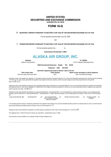 Thumbnail Alaska Airlines
 10-Q Quarterly Report FY2026 