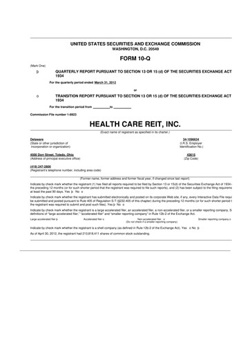 Thumbnail Welltower
 10-Q Quarterly Report FY2012 