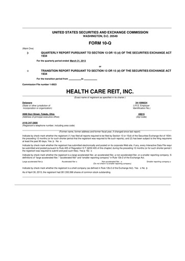 Thumbnail Welltower
 10-Q Quarterly Report FY2013 