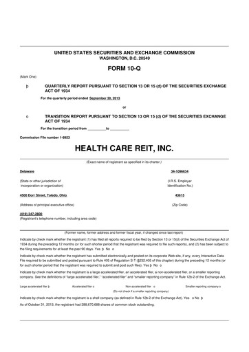 Thumbnail Welltower
 10-Q Quarterly Report FY2013 