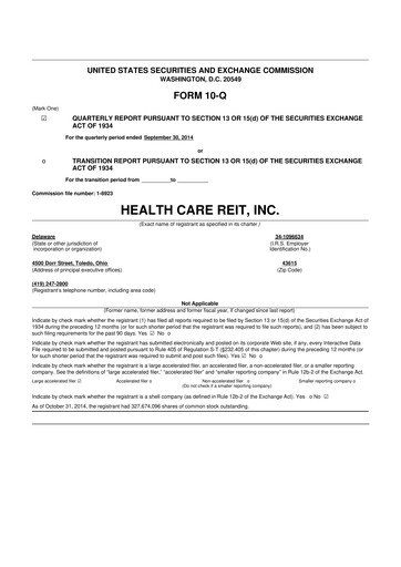 Thumbnail Welltower
 10-Q Quarterly Report FY2014 
