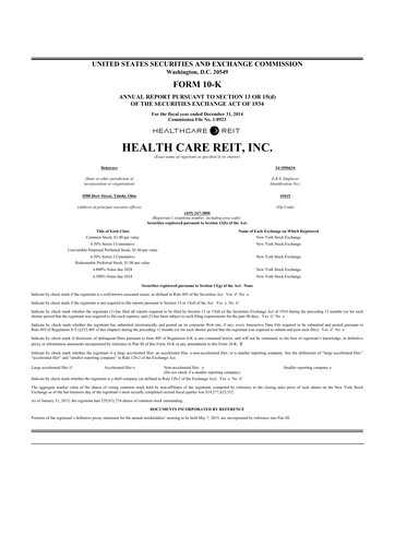 Thumbnail Welltower
 10-K Annual Report 2014