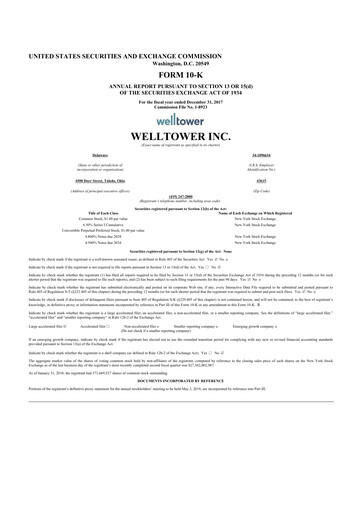 Thumbnail Welltower
 10-K Annual Report 2017