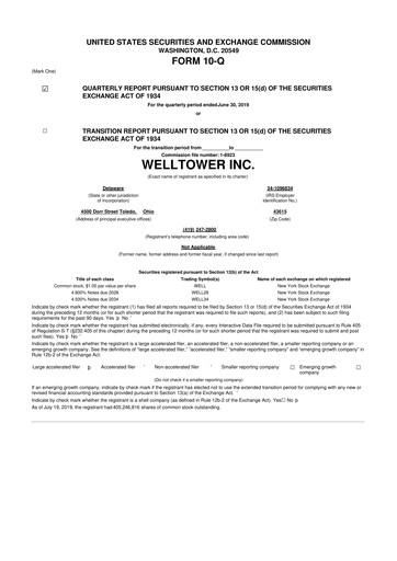 Thumbnail Welltower
 10-Q Quarterly Report FY2019 