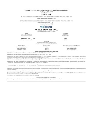 Thumbnail Welltower
 10-K Annual Report 2019