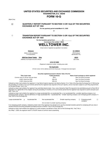 Thumbnail Welltower
 10-Q Quarterly Report FY2020 