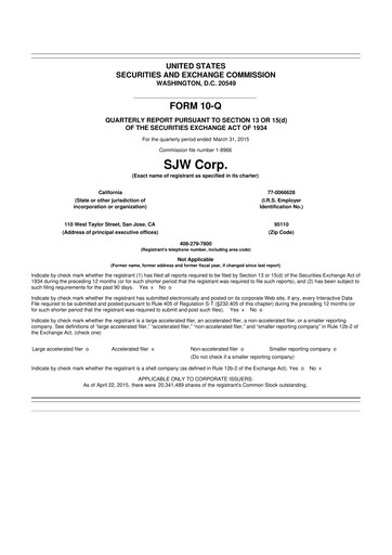 Thumbnail SJW Group
 10-Q Quarterly Report FY2015 