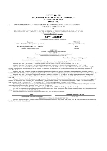 Thumbnail SJW Group
 10-K Annual Report 2018